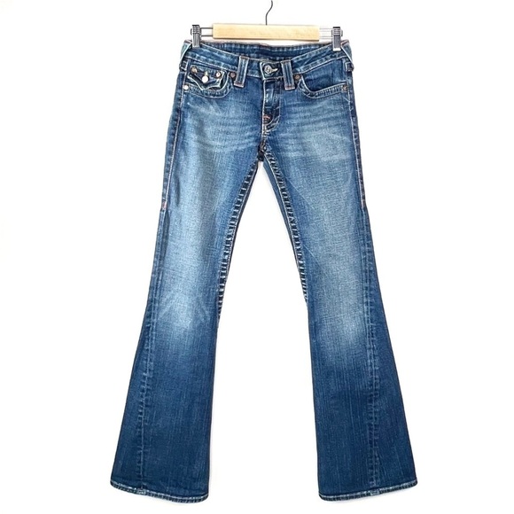 True Religion Jeans “Joey” Flare Twisted Seam Women’s Size 28 / 4 Low Rise - Picture 1 of 11